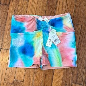 Citrus Colorful tie-dye reversible swim boy shorts Large